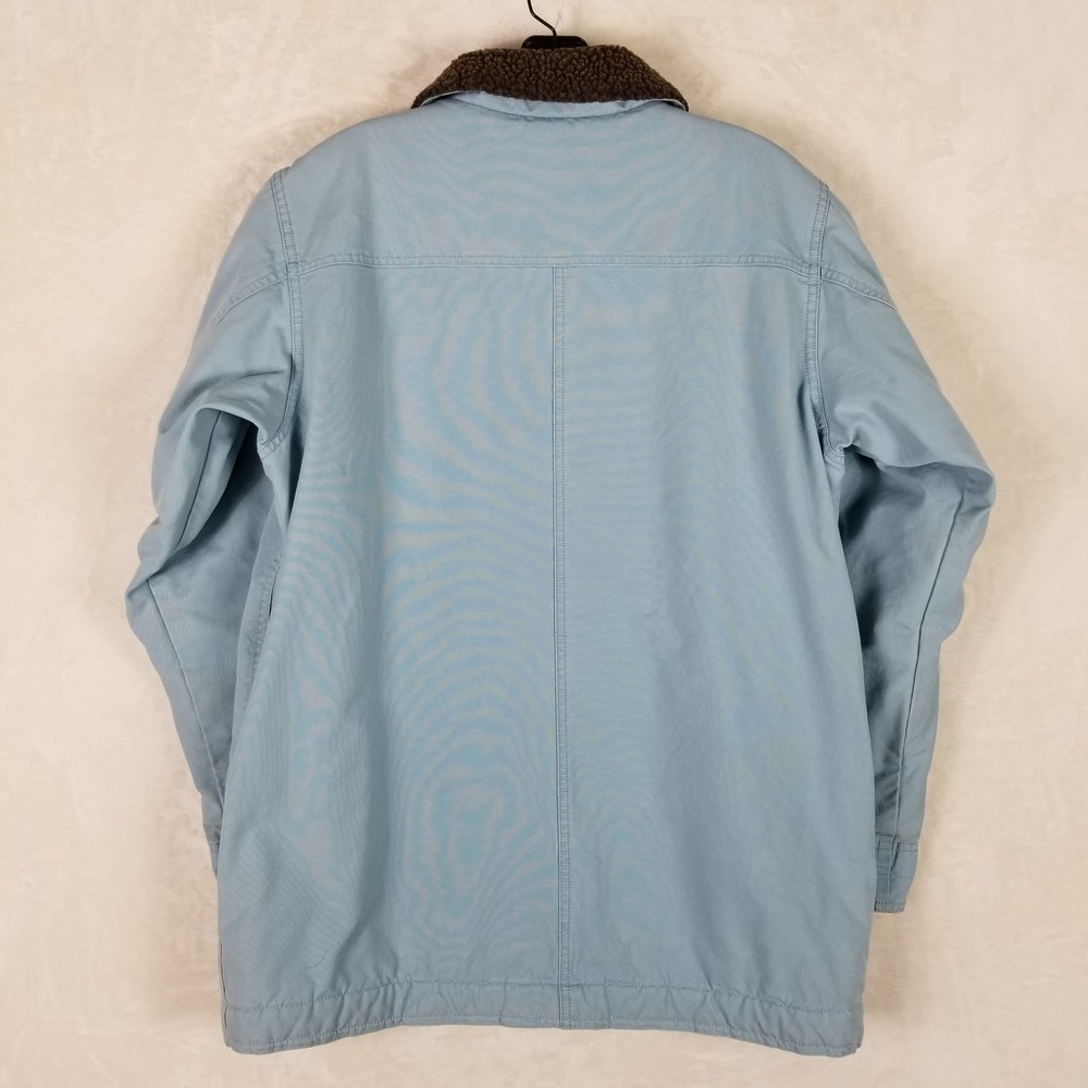 LL Bean Barn Coat Womens Medium Blue Sherpa Lined Canvas Field Jacket 0BGX7 - Picture 2 of 9